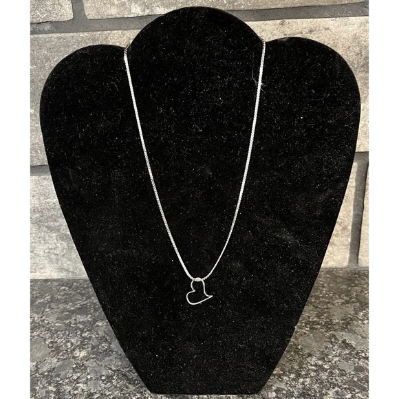 925 Sterling Silver Snake Chain Necklace w/Cut Out Heart Charm Japan - Picture 5 of 8